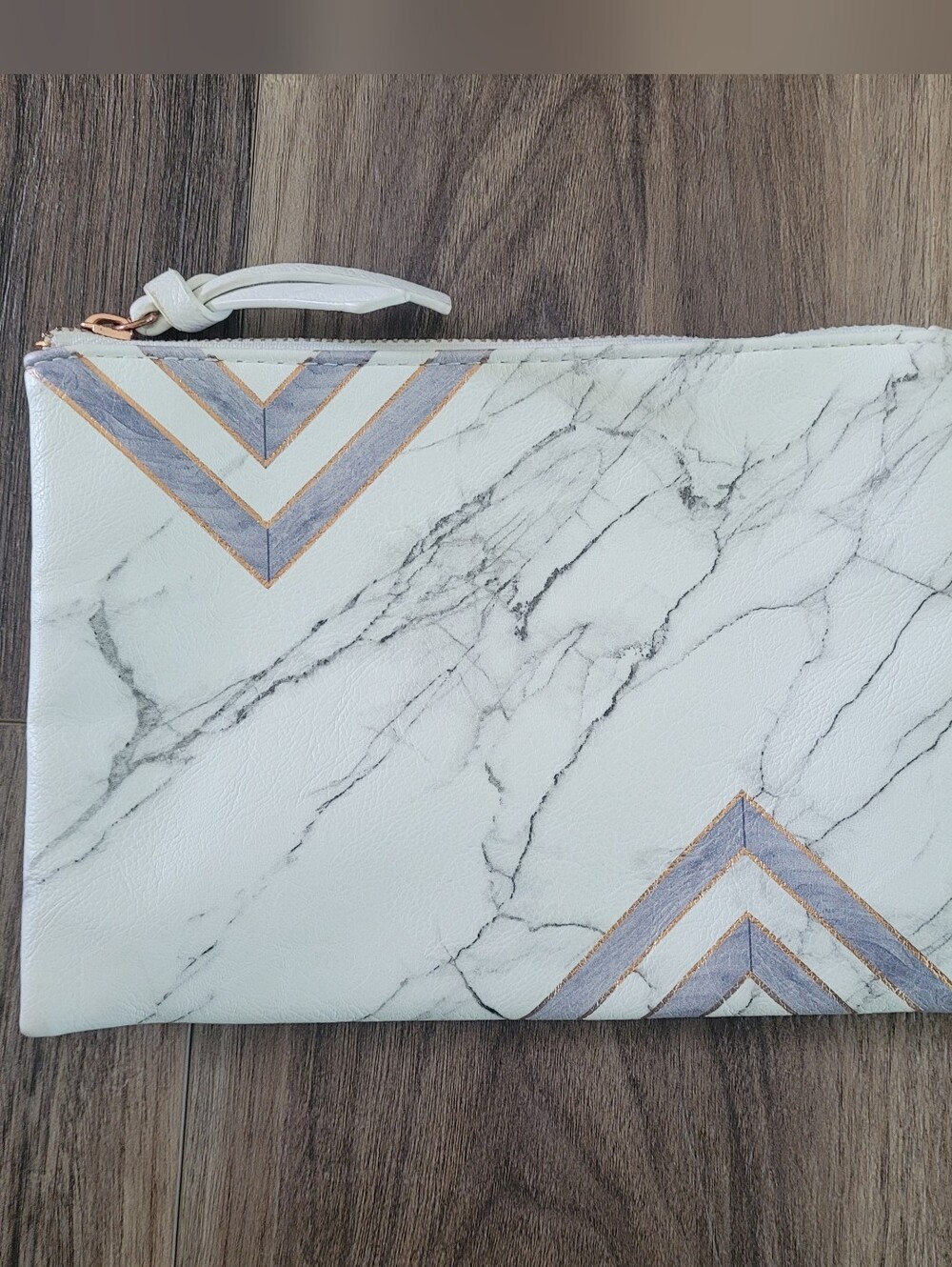 Unbranded White Marble Chevron Wristlet Clutch